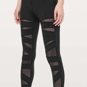 Black Mesh Panel Leggings